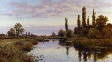 Brook River Stream Painting - The Reed Cutter landscape Alfred Glendening brook